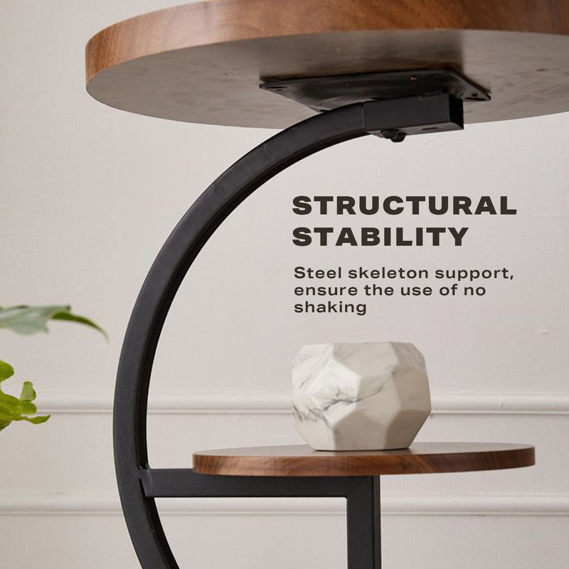2 Tier End Table Sofa Side End Table Round Nightstand with Sturdy Metal Frame 6