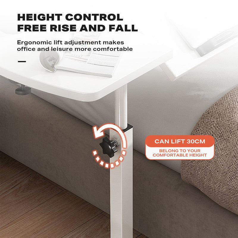 Movable lifting computer table bedside portable table(White) 3