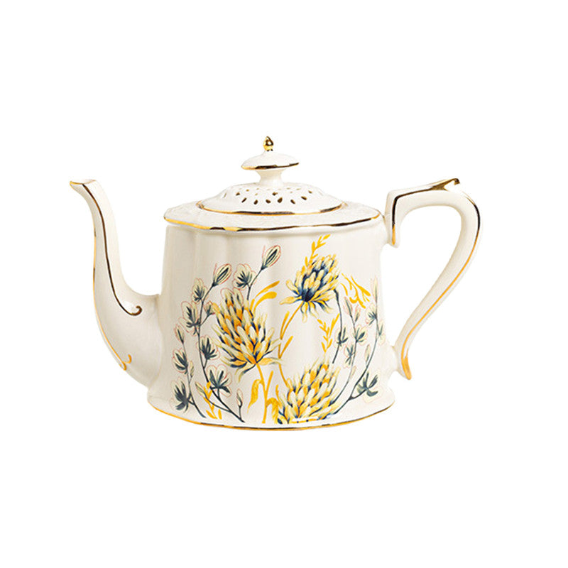 Ears of wheat European afternoon tea coffee cups saucers and teapot 3