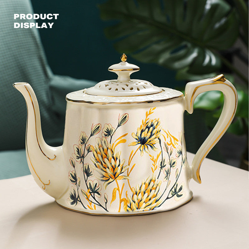 Ears of wheat European afternoon tea coffee cups saucers and teapot 7