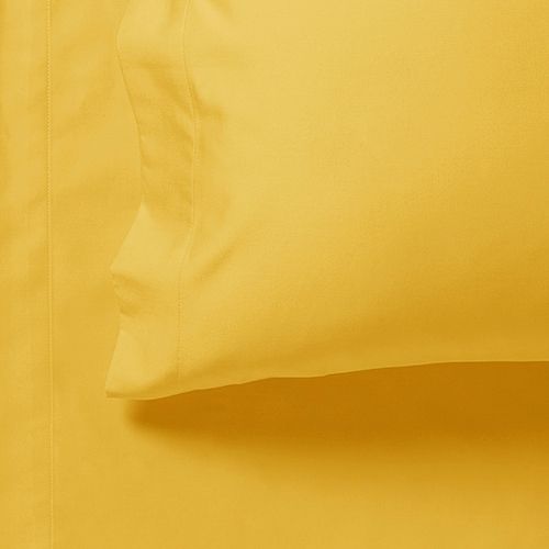 1000TC Ultra Soft Double Size Bed Yellow Flat & Fitted Sheet Set 3