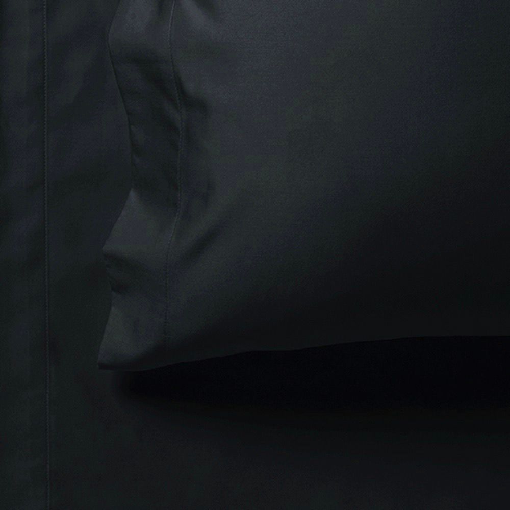 1000TC Ultra Soft Fitted Sheet & 2 Pillowcases Set - Queen Size Bed - Black 3