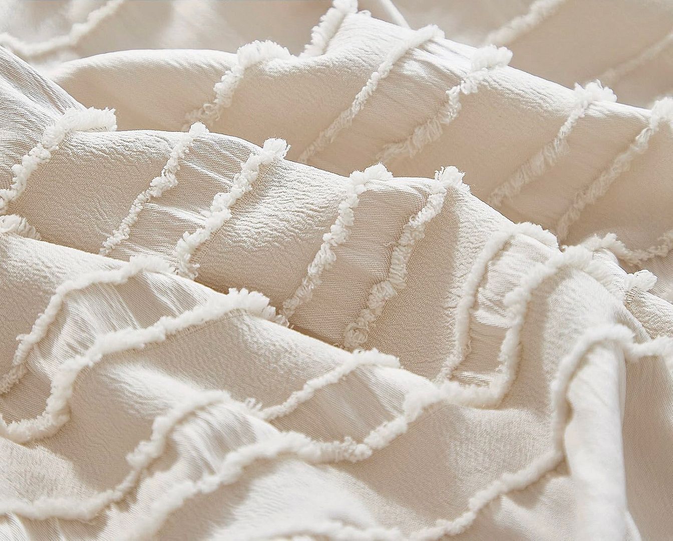 Tufted Boho Striped Embroidery Quilt/Doona/Duvet Cover Set - Super King Size 6