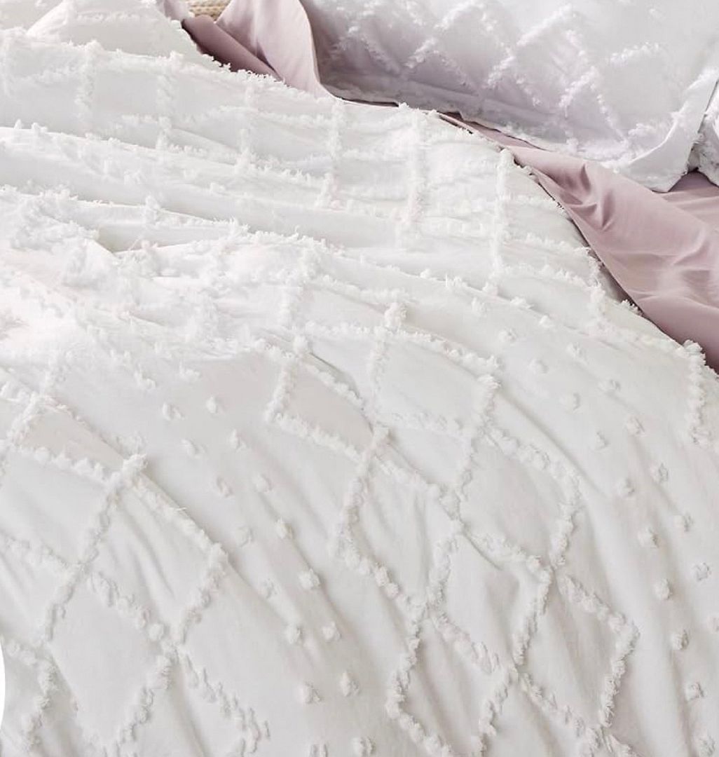 Tufted Boho Embroidery Quilt/Doona/Duvet Cover Set - White - King Size 4