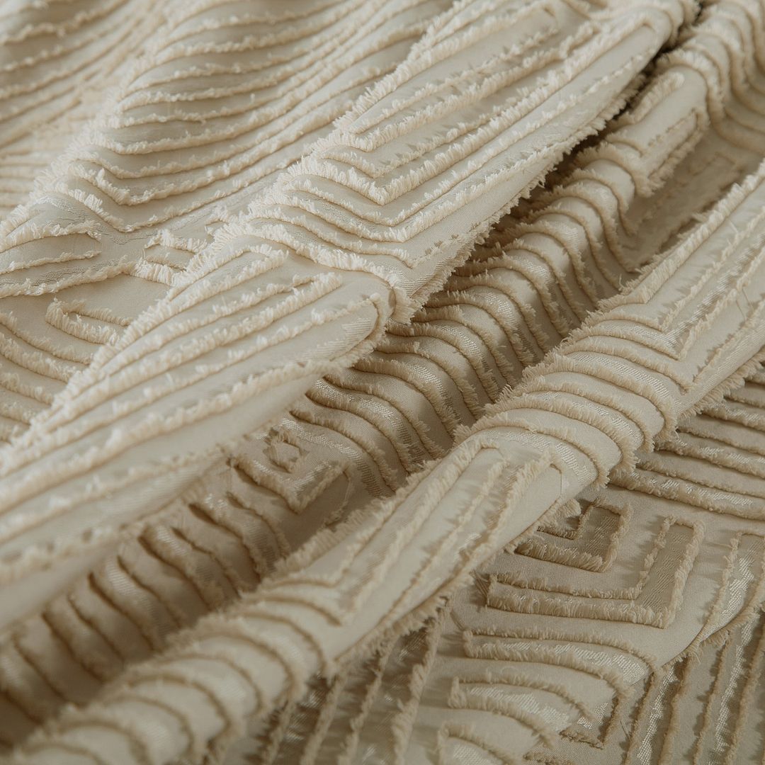 Tufted Textured Jacquard Quilt Cover Set- Beige - Queen Size 3