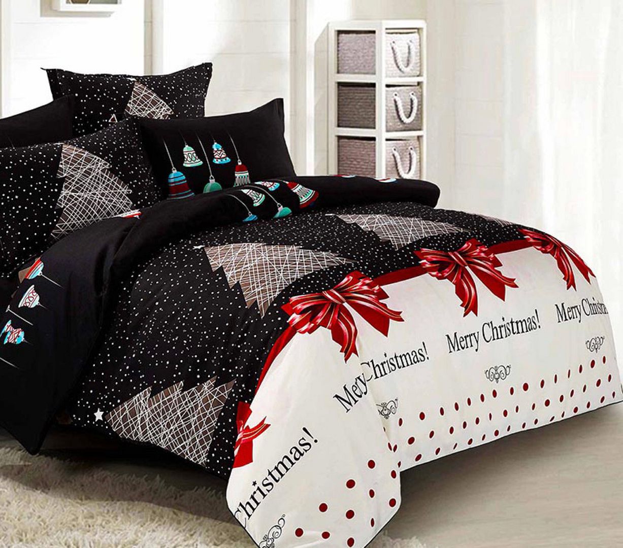 Merry King Size Christmas Quilt/Duvet Cover Set 3