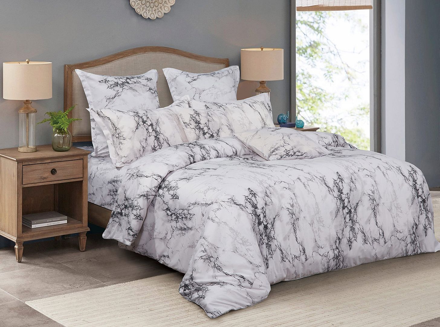White Marble King Size Duvet Quilt Cover Set 3