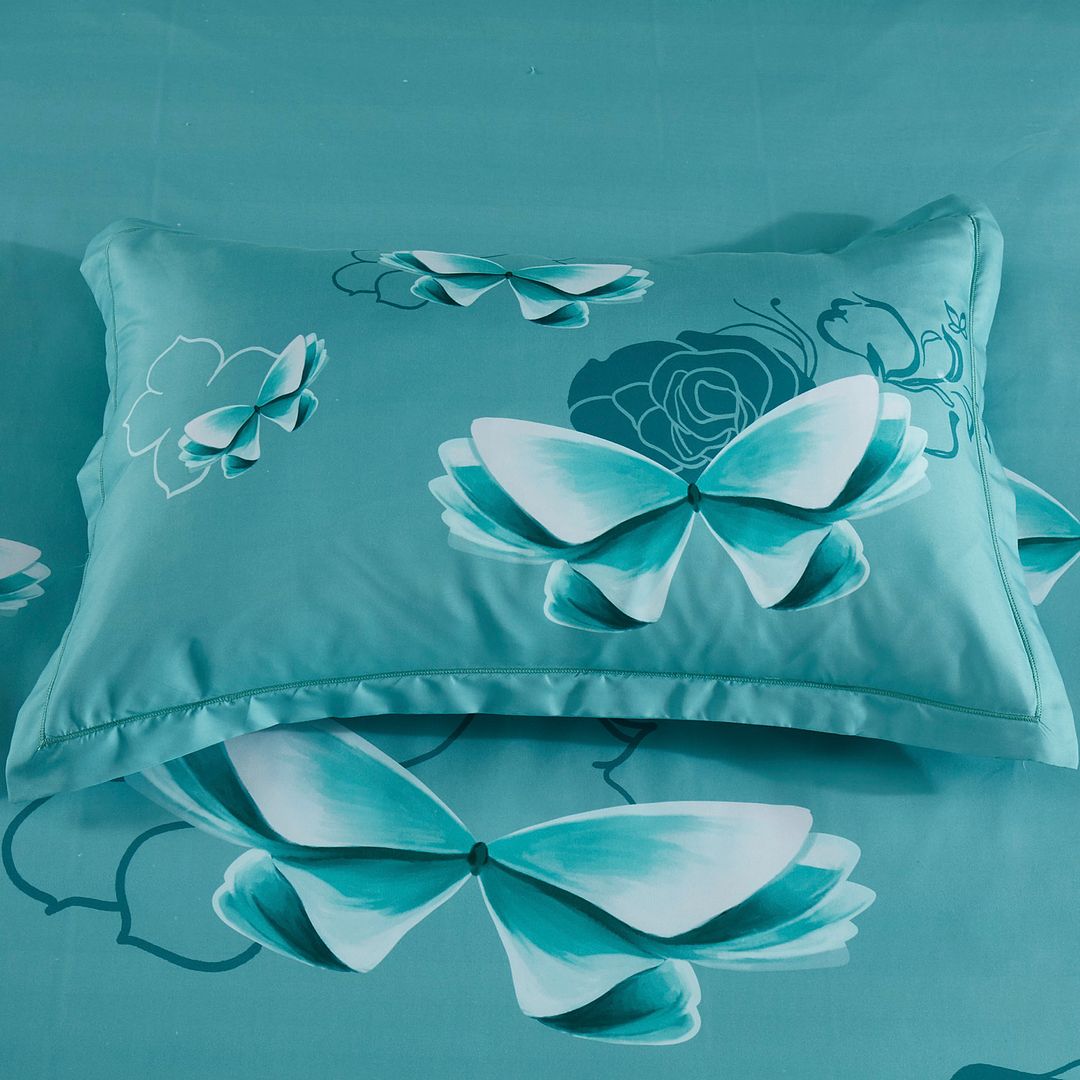 Butterfly Green Quilt Cover Set - King Size 4