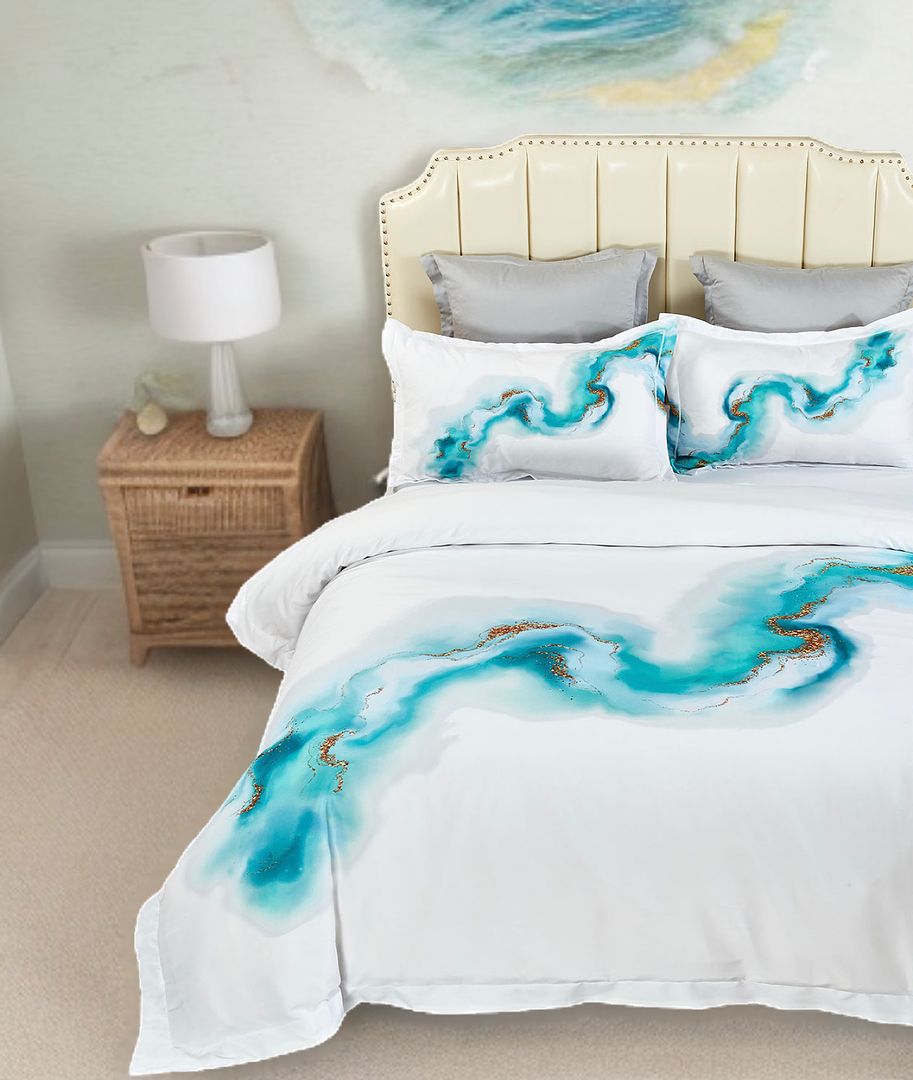 Ocean Marble Quilt Cover Set - Queen Size 3