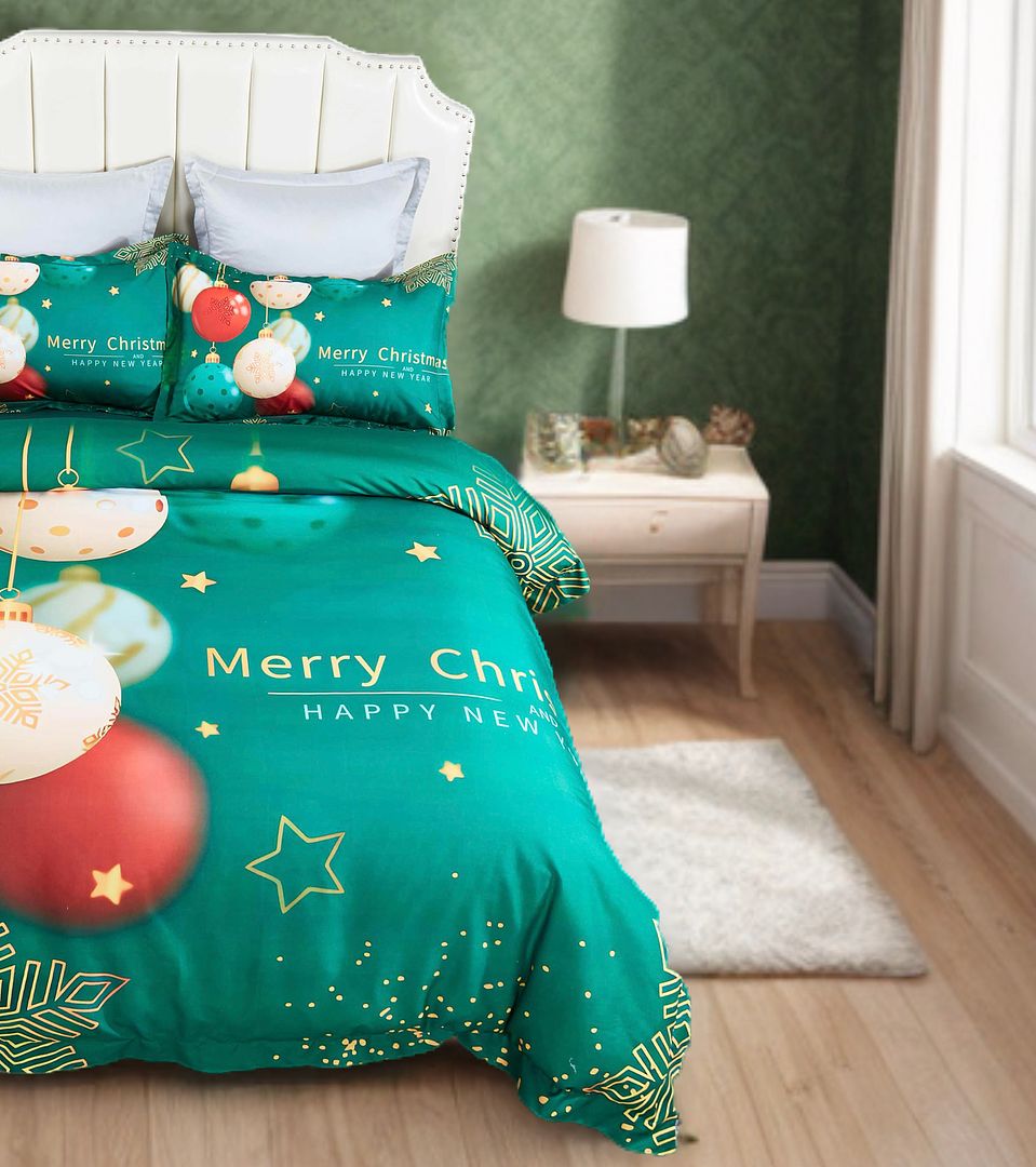 Christmas New Year Quilt Cover Set - Queen Size 3