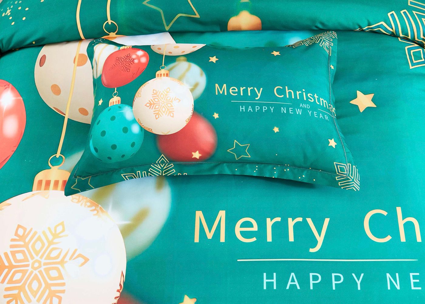 Christmas New Year Quilt Cover Set - Queen Size 4