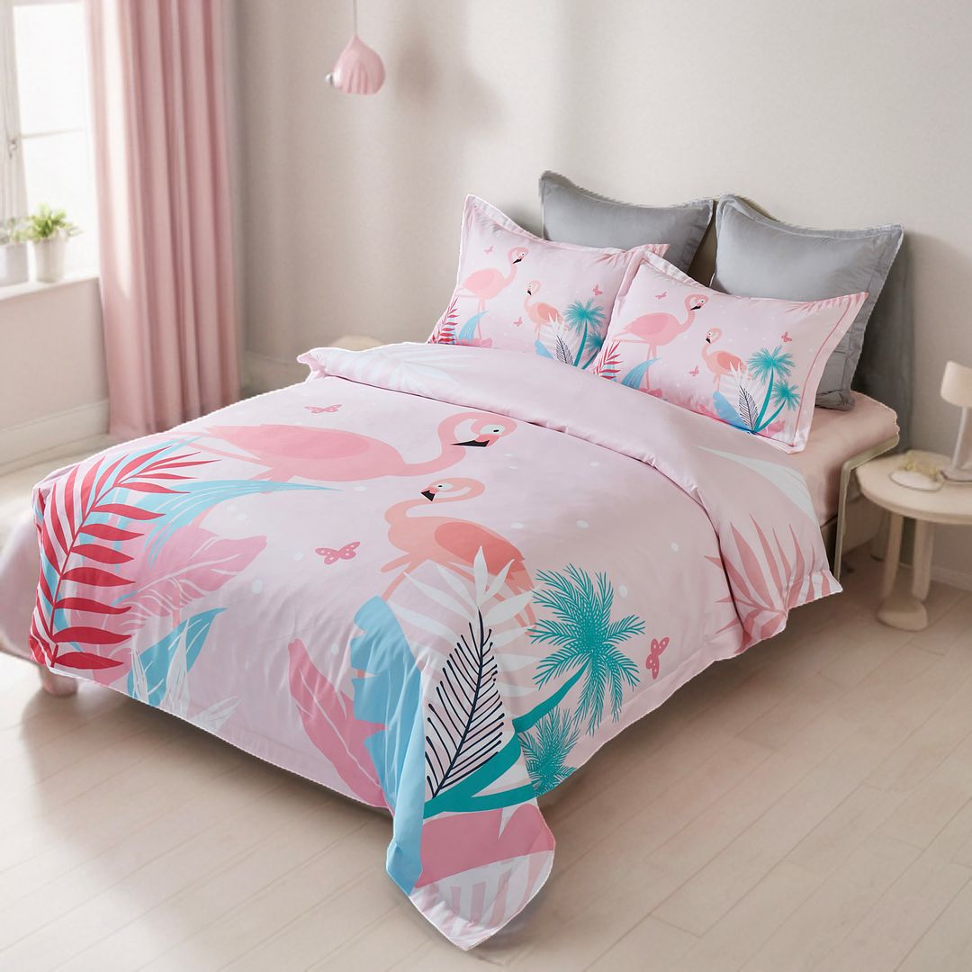 Flamingo Kids Quilt Cover Set - Single Size 3