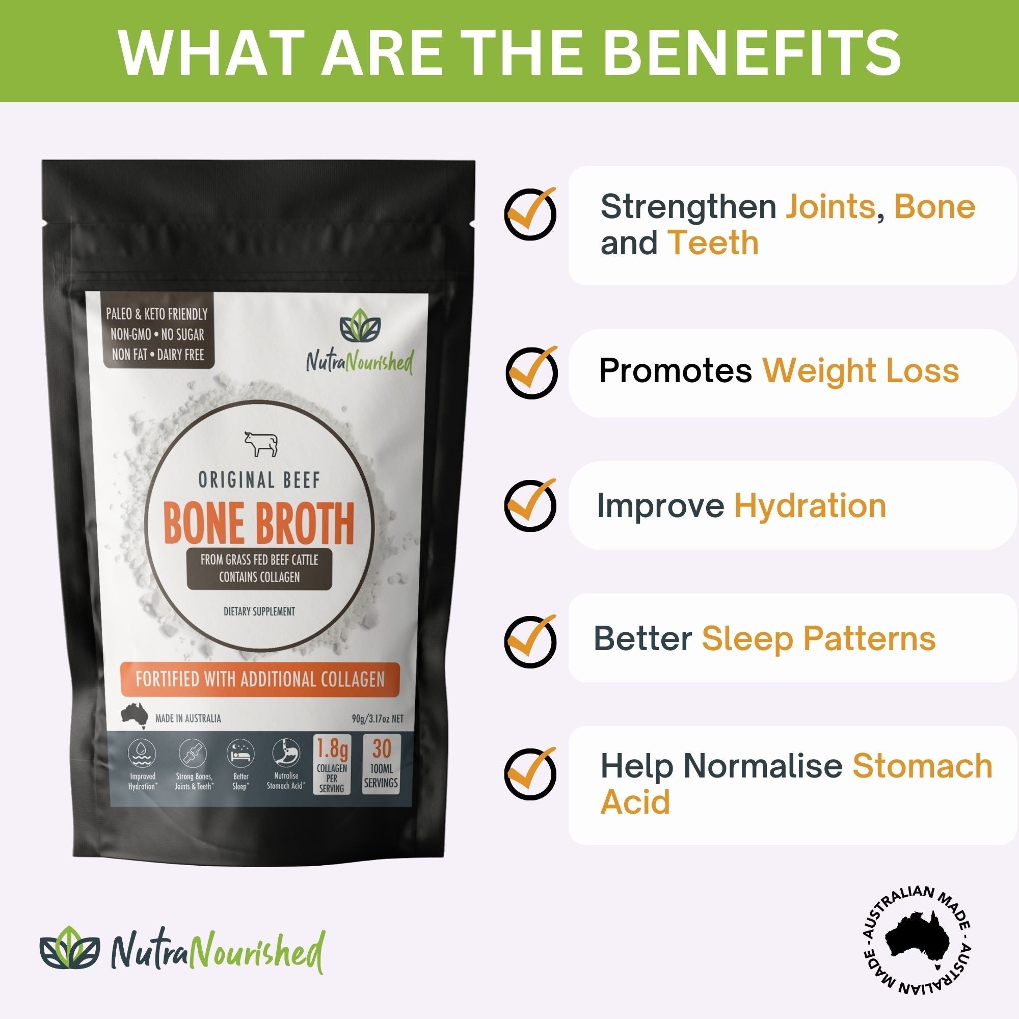 Bone Broth Beef - Premium Grass Fed from AU/NZ 90g 3