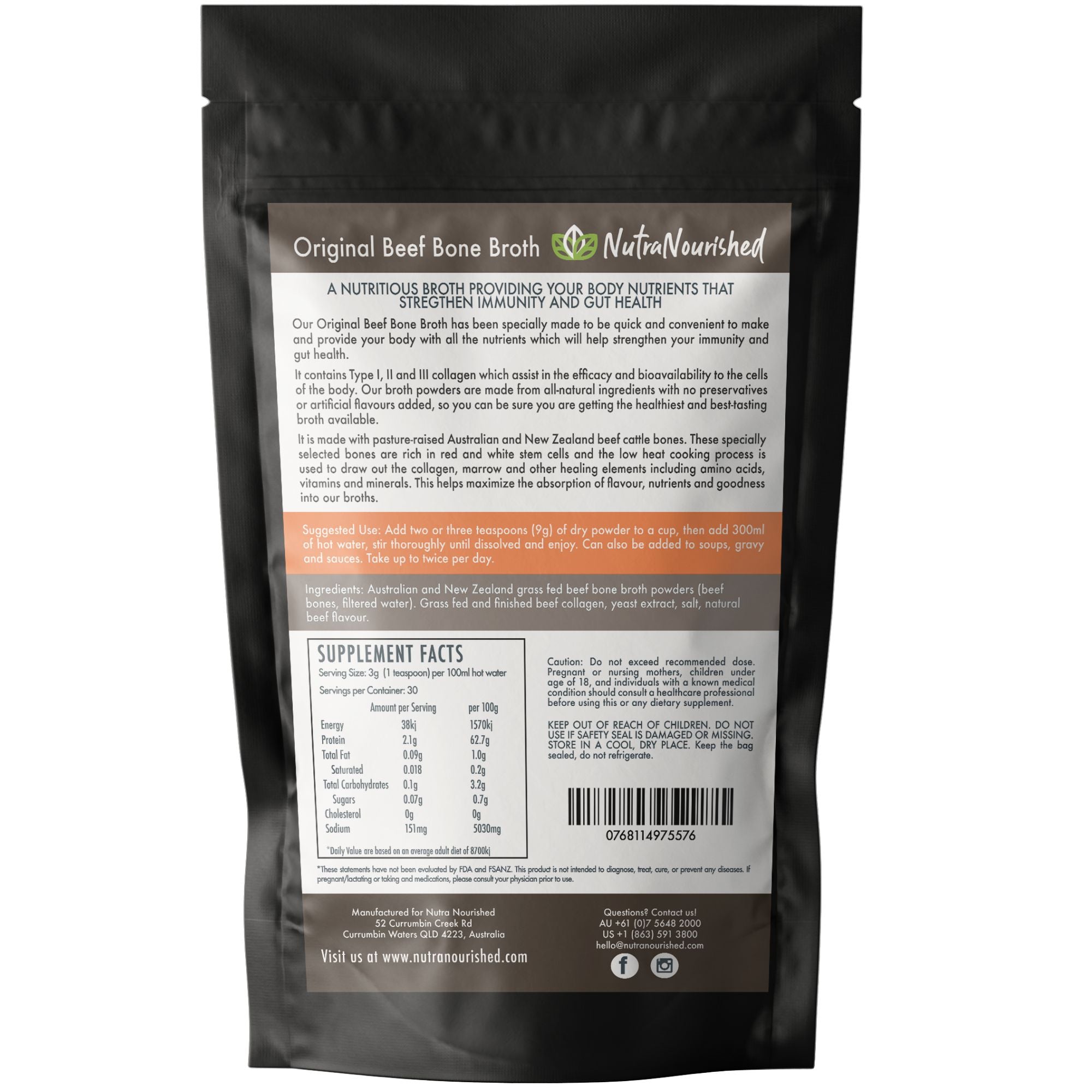 Bone Broth Beef - Premium Grass Fed from AU/NZ 90g 5