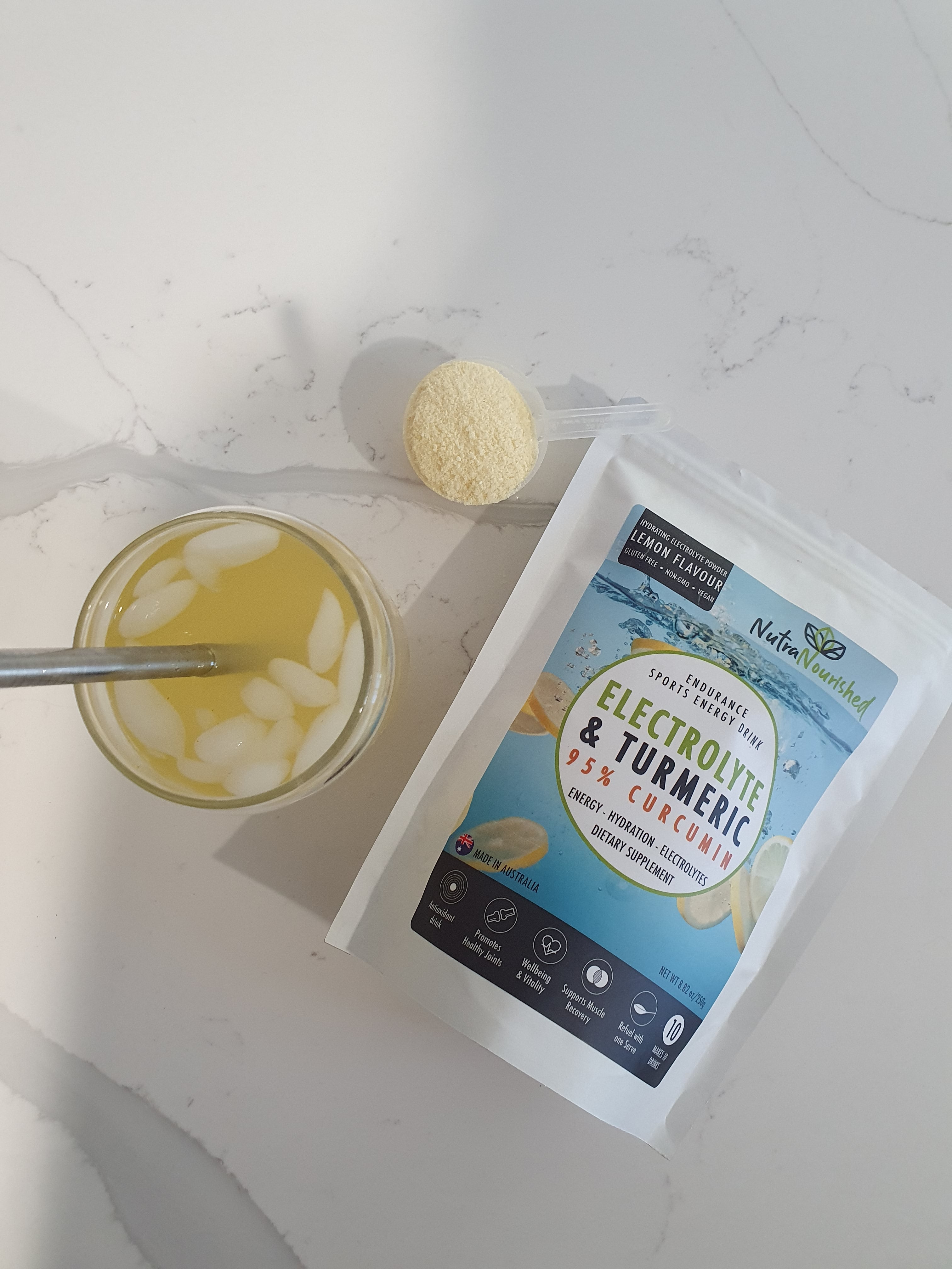 Electrolyte Powder & 95% Pure Organic Curcumin - Lemon Flavour, 250g 6