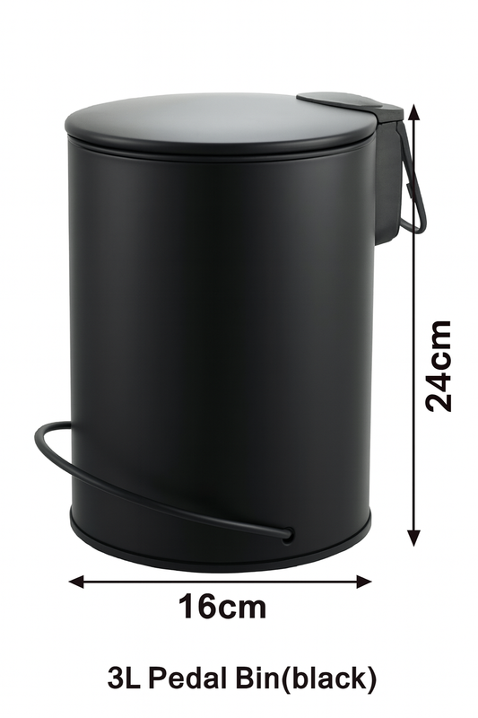 3L Soft Close Pedal Bin Black 5