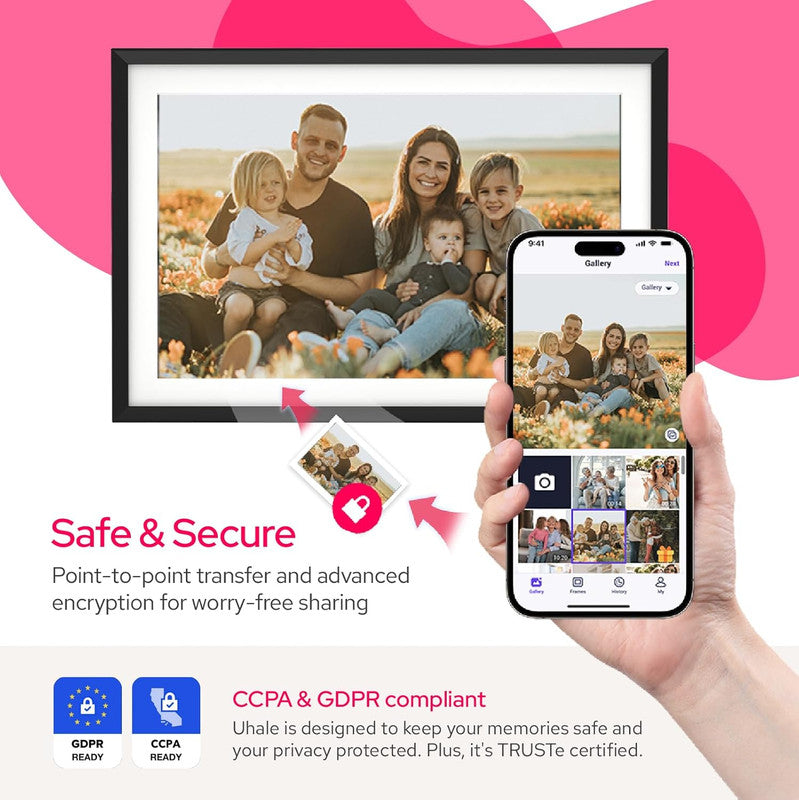 10.1 Inch Digital Picture Frame - 1280 * 800 HD WiFi Enabled with Load from Phone Capability, 32GB Memory Touch Screen Digital Photo Frame Display 6