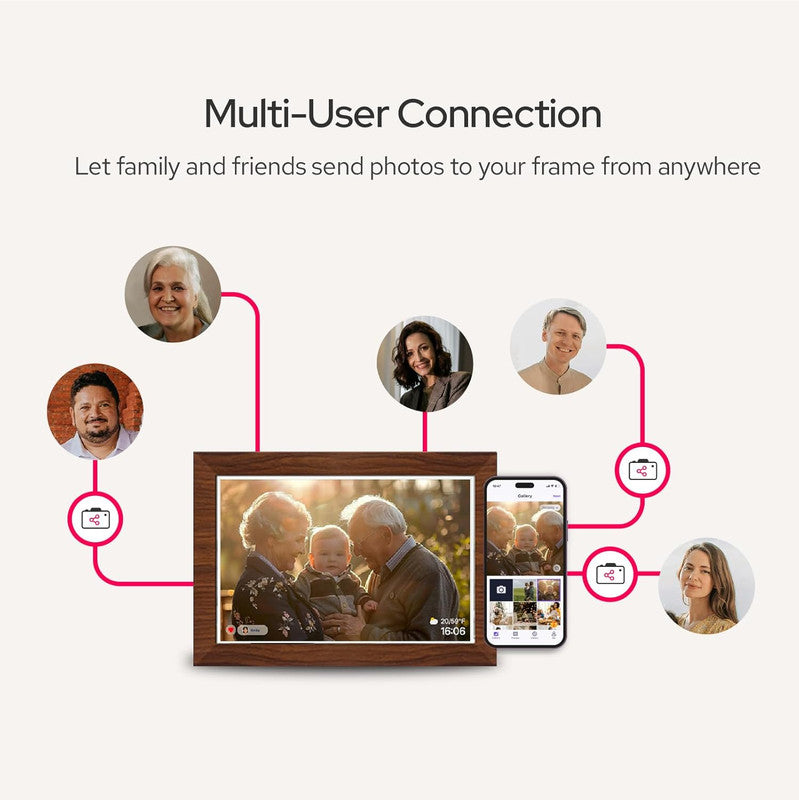 10.1 Inch Digital Picture Frame - 1280 * 800 HD WiFi Enabled with Load from Phone Capability, 32GB Memory Touch Screen  Photo  Display Brown 3