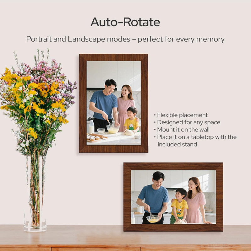 10.1 Inch Digital Picture Frame - 1280 * 800 HD WiFi Enabled with Load from Phone Capability, 32GB Memory Touch Screen  Photo  Display Brown 4