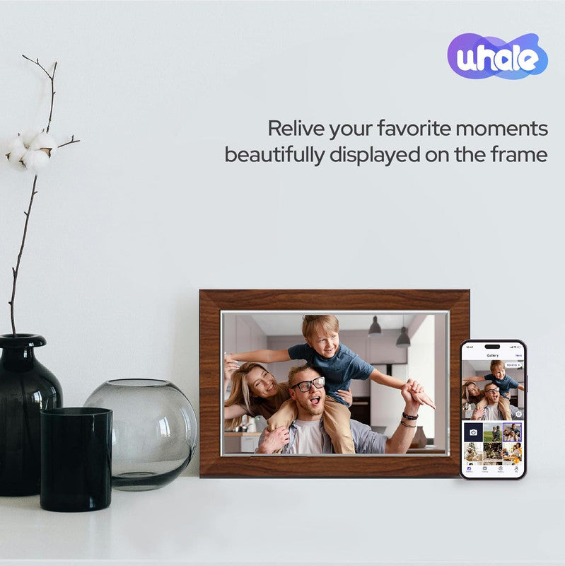 10.1 Inch Digital Picture Frame - 1280 * 800 HD WiFi Enabled with Load from Phone Capability, 32GB Memory Touch Screen  Photo  Display Brown 7