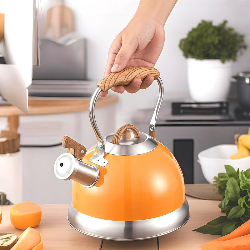 2.8L Whistling Kettle Stainless Steel Foldable Handle Orange 3