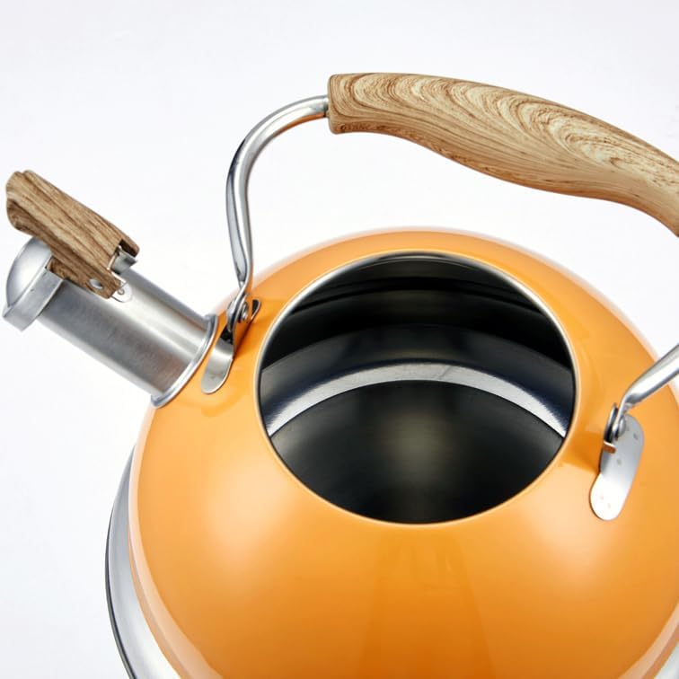 2.8L Whistling Kettle Stainless Steel Foldable Handle Orange 4