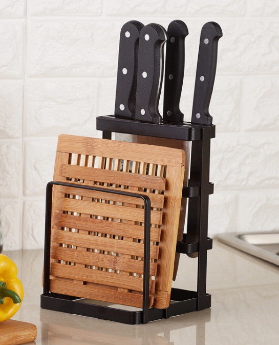 Knife & Chopping Board Shelf Stand Black 4