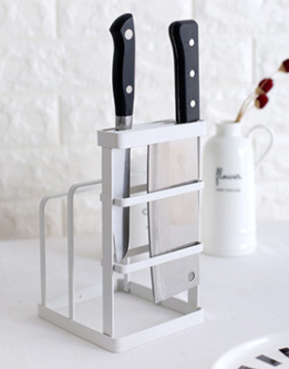 Knife & Chopping Board Shelf Stand White 4