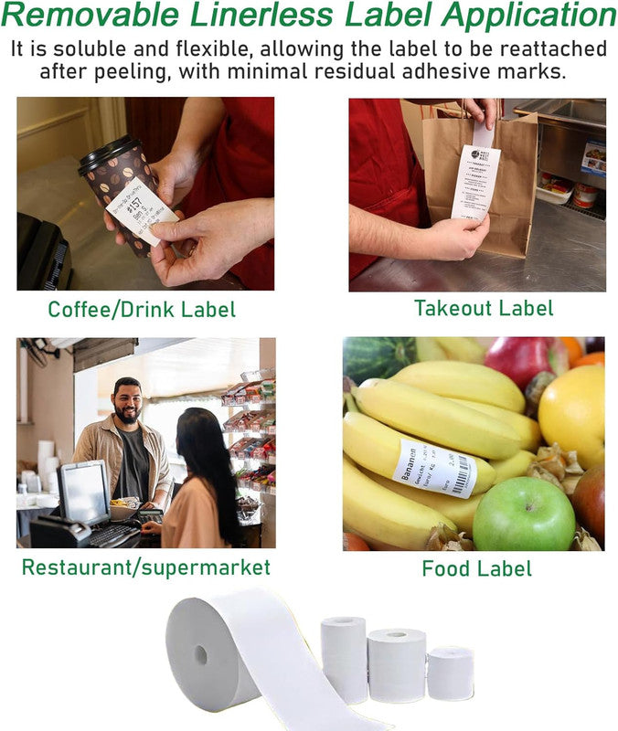 6 Rolls Lineless Printing Label Paper 80 mm × 52 m 4