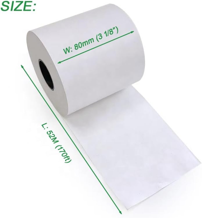 6 Rolls Lineless Printing Label Paper 80 mm × 52 m 6