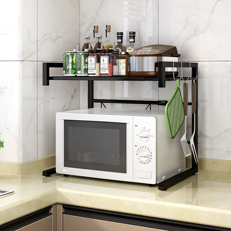 Adjustable Microwave Oven Storage Shelf Black 5
