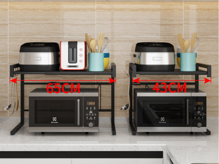 Adjustable Microwave Oven Storage Shelf Black 3