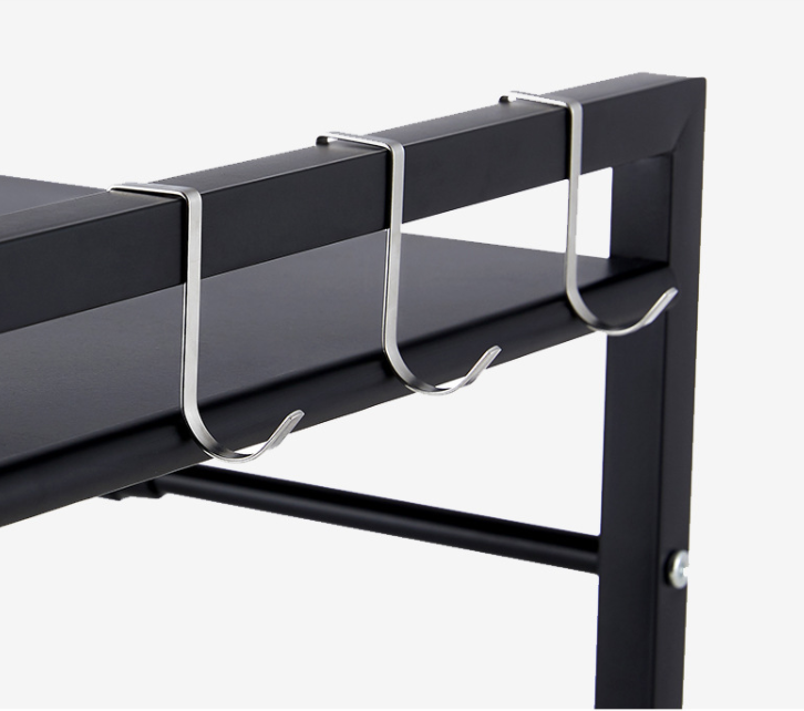 Adjustable Microwave Oven Storage Shelf Black 4