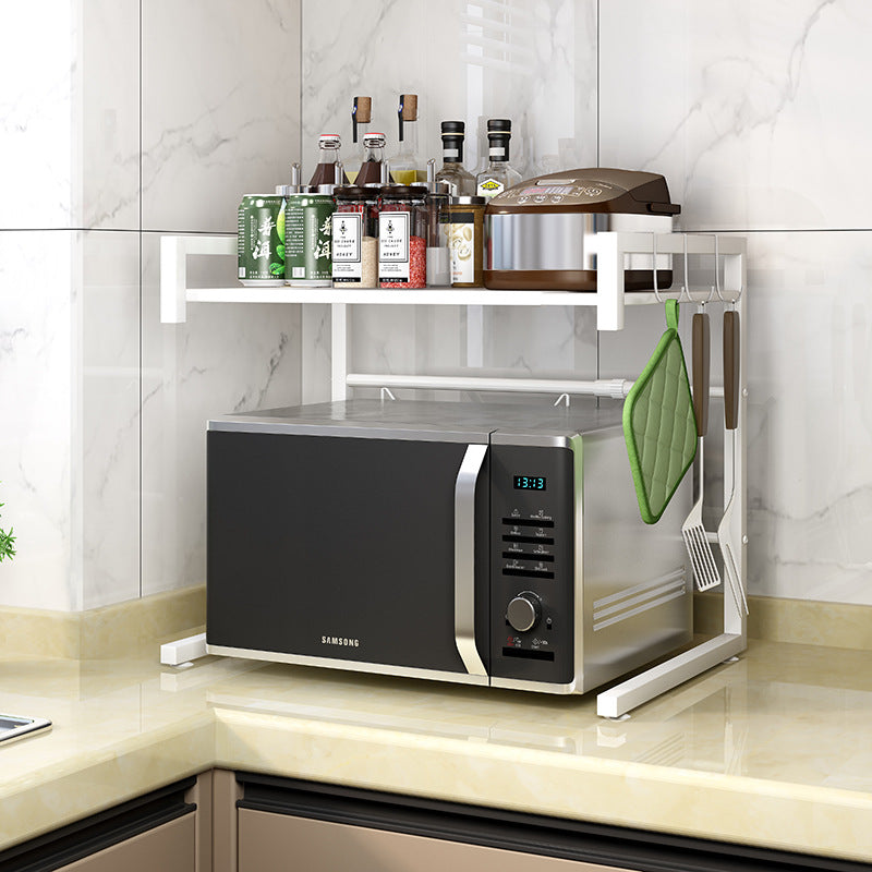 Adjustable Microwave Oven Storage Shelf White 4