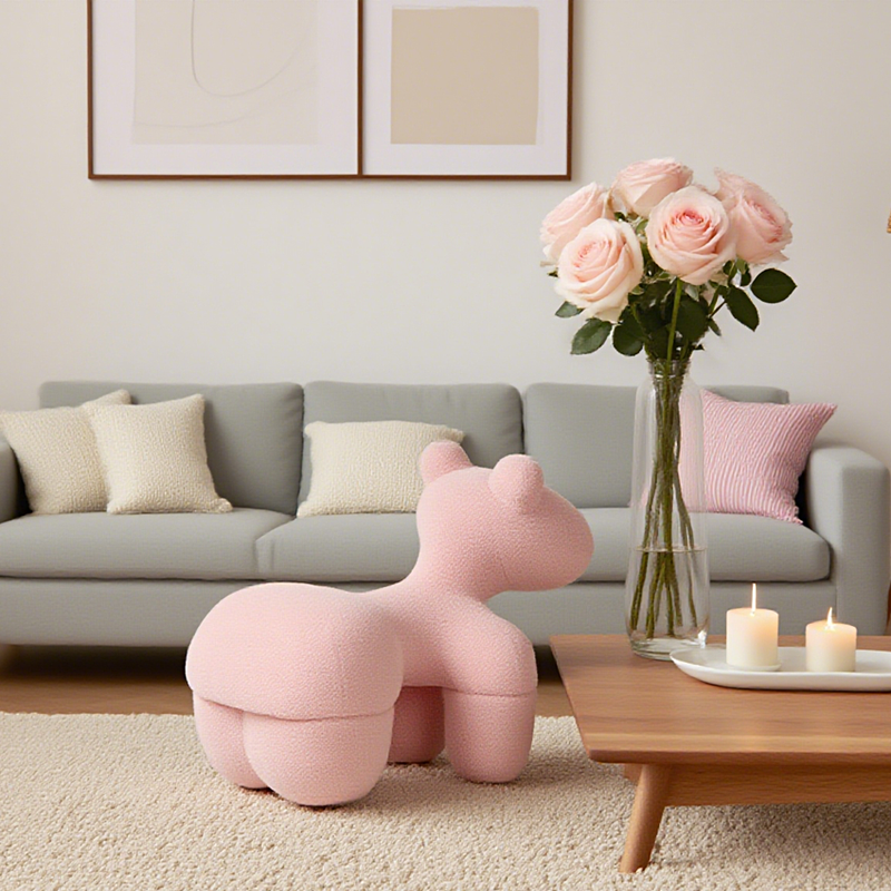 Lamb Stool Chair Pink 8