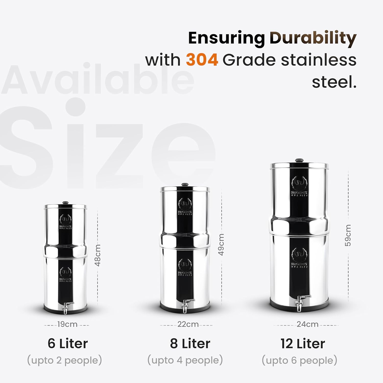 Phoenix 8L Stainless Steel Gravity Water Filter + POSTreat Fluoride cartridges 3