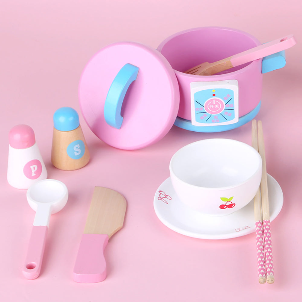 Kids Wooden Kitchen Tea Set Pretend Play 4