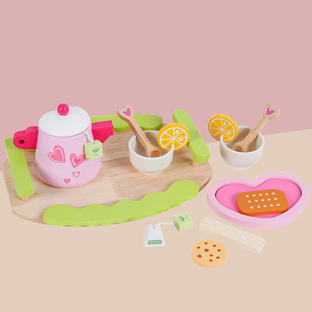 Kids Wooden Kitchen Tea Set Pretend Play 3