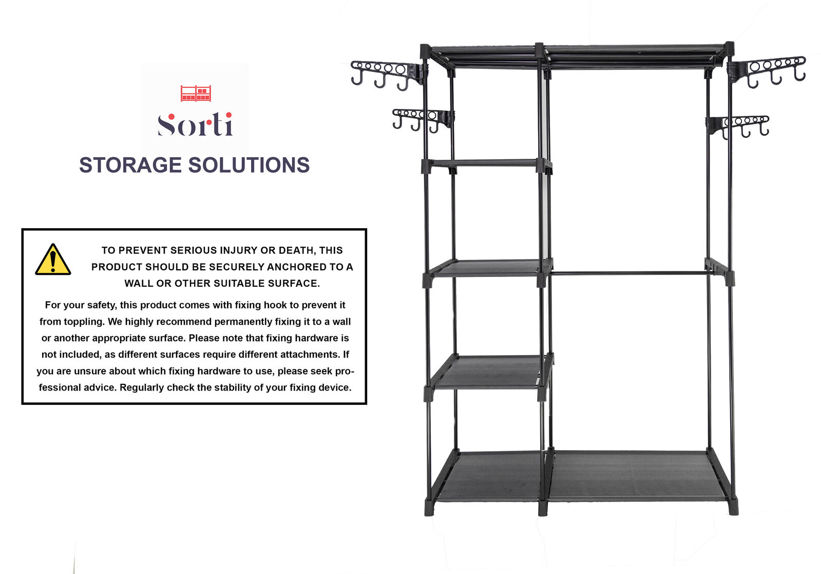 Sorti Freestanding Portable Closet Metal Wardrobe Garment Rack Hanger 6