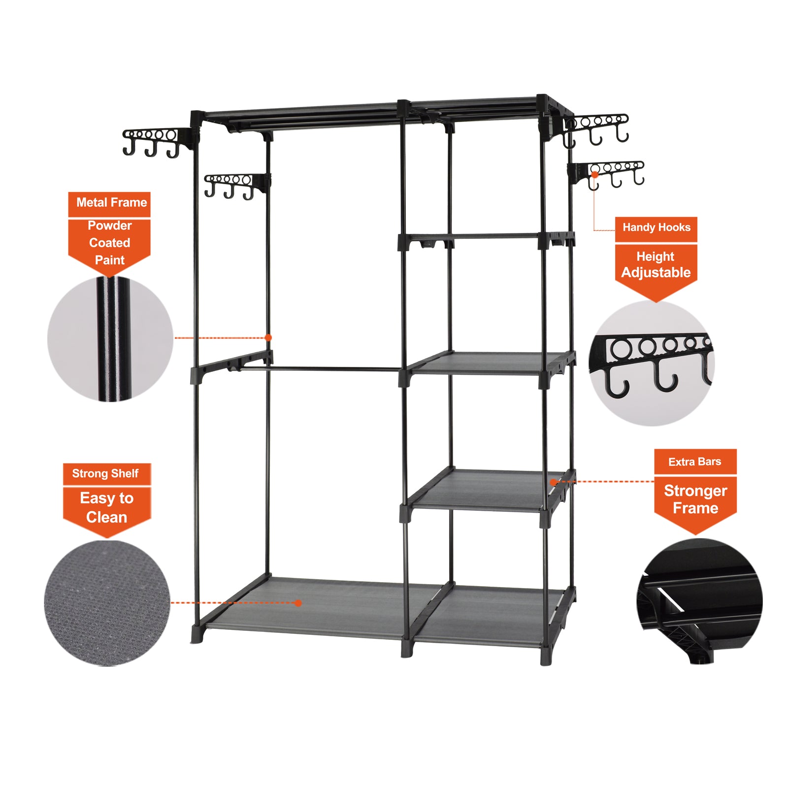 Sorti Freestanding Portable Closet Metal Wardrobe Garment Rack Hanger 5