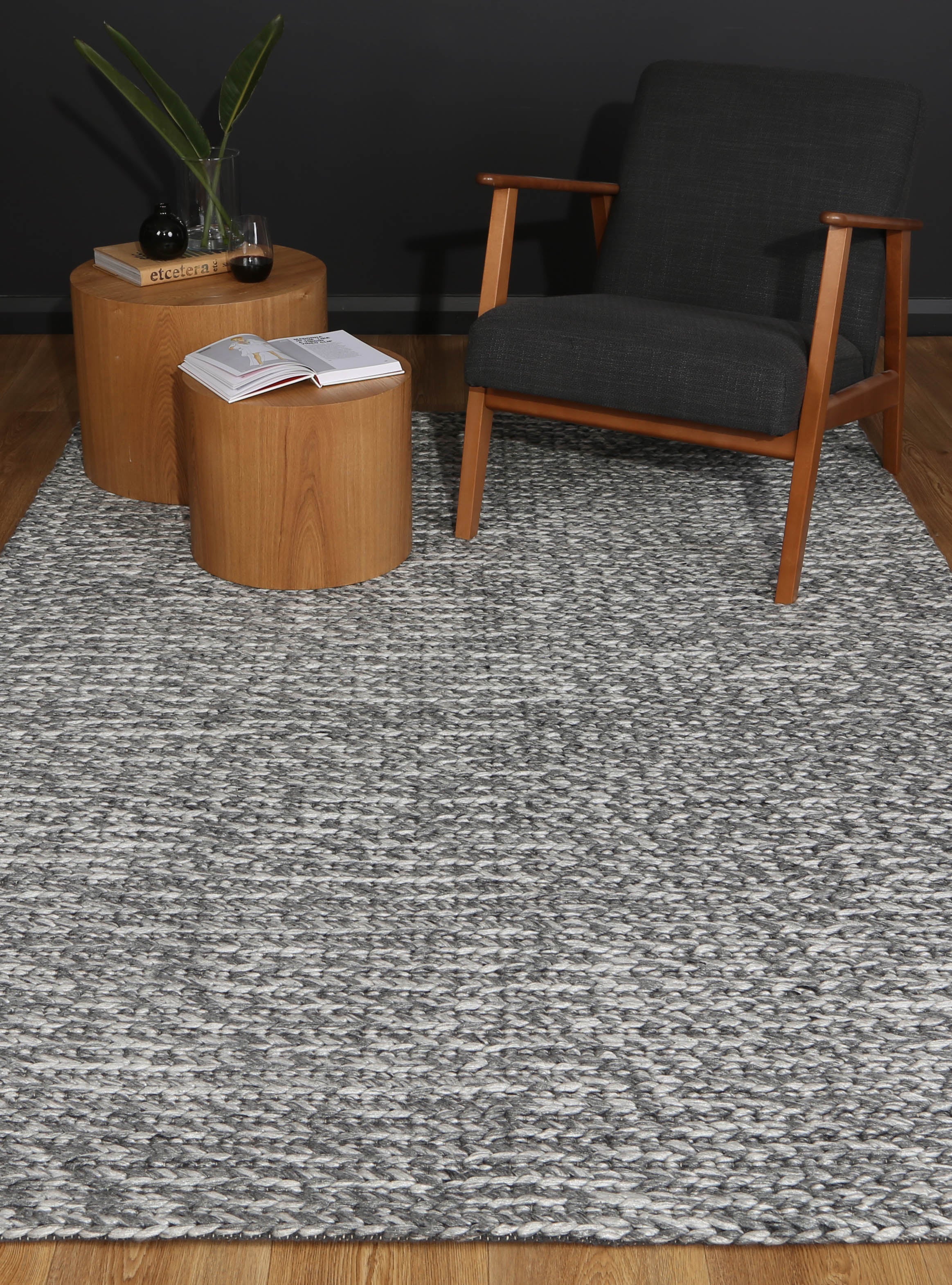 Harlow Cue Charcoal Wool Blend Rug 160x230 4