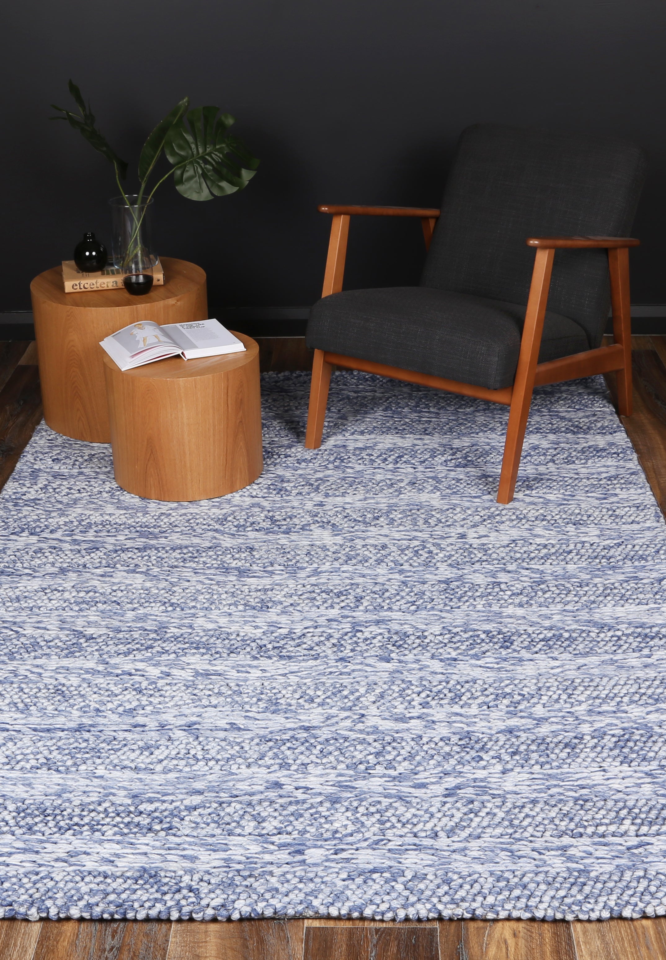 Harlow Ringlets Blue Wool Blend Rug 160x230 4