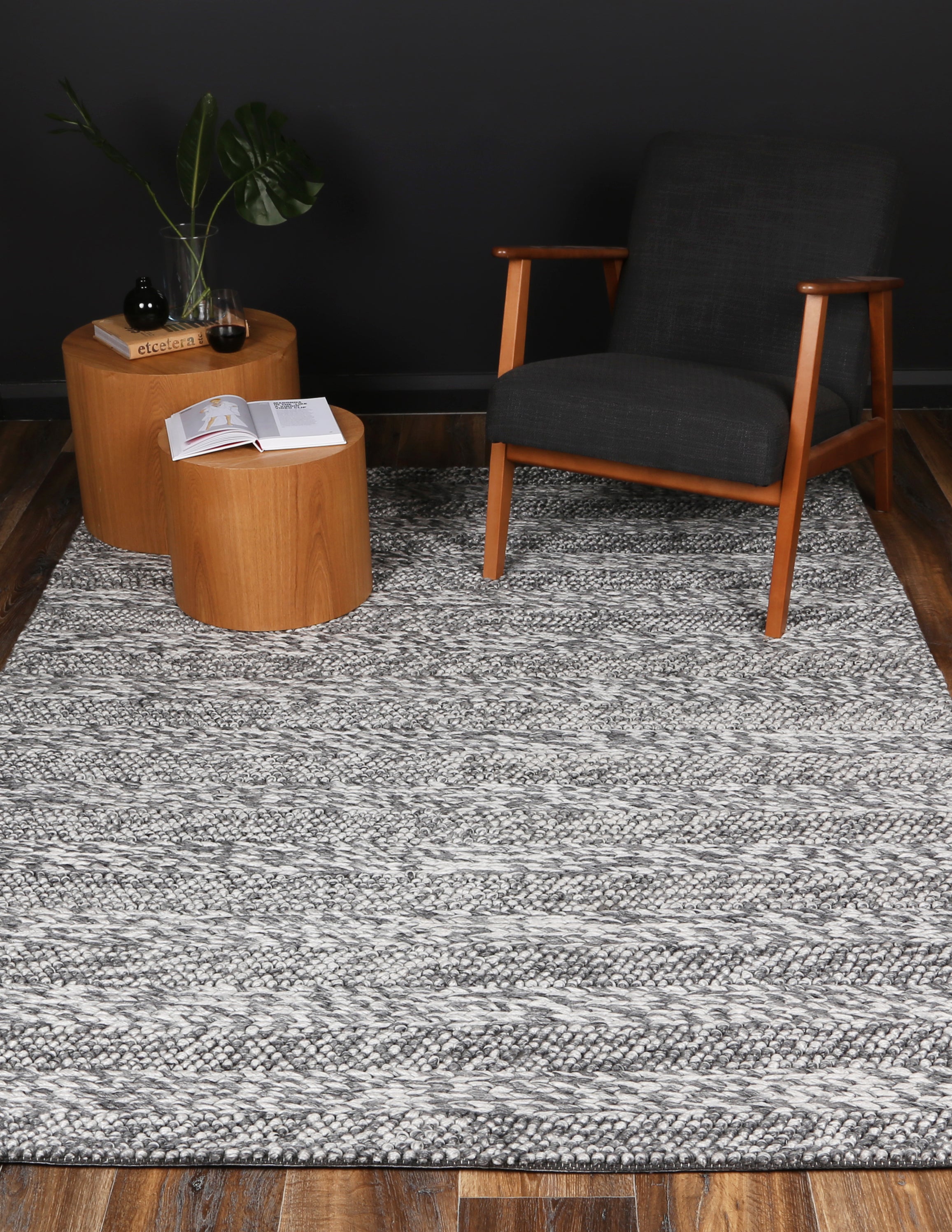 Harlow Ringlets Charcoal Wool Blend Rug 160x230 4