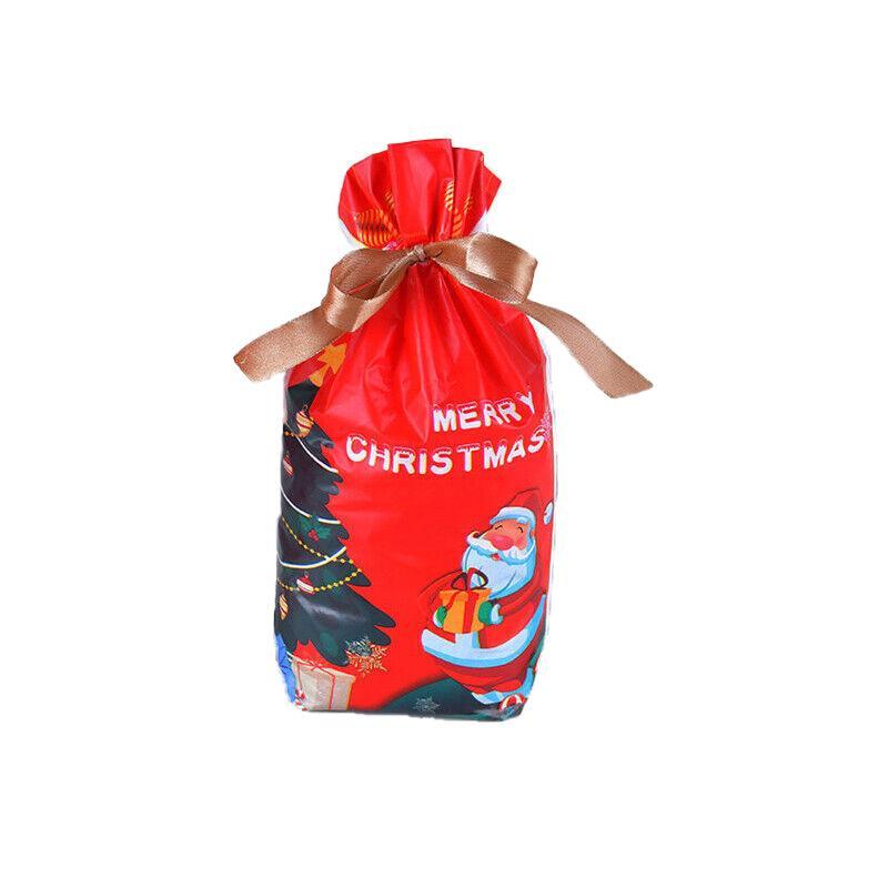 10pcs Christmas Candy Bags Gift Treat Drawstring Pouches Biscuit Cookie Packaging - 10Pcs Bag-Bike Bear 11