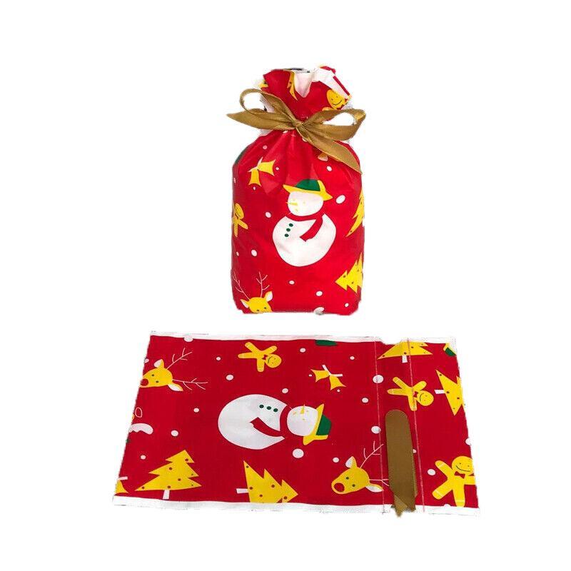 10pcs Christmas Candy Bags Gift Treat Drawstring Pouches Biscuit Cookie Packaging - 10Pcs Bag-Red Tree 6