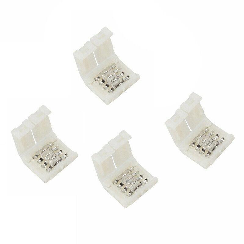 10Mm 4-Pin RGB Connector Clips for 5050 LED Strips - No Soldering 4