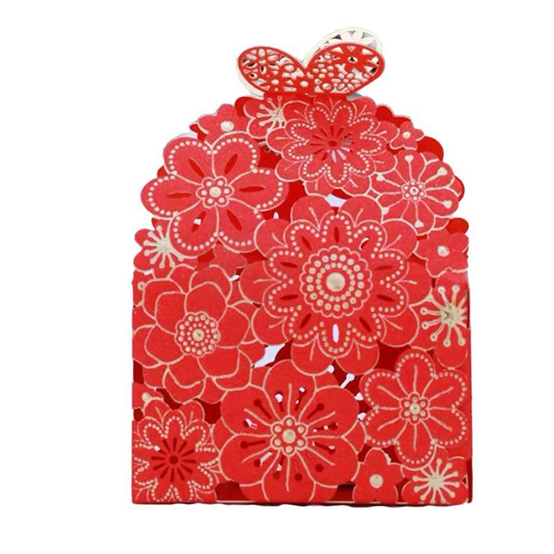 12X Laser Cut Favor Boxes Bigger 6Cm Base Wedding Favour Gift Box Party Au Stock - Red 6