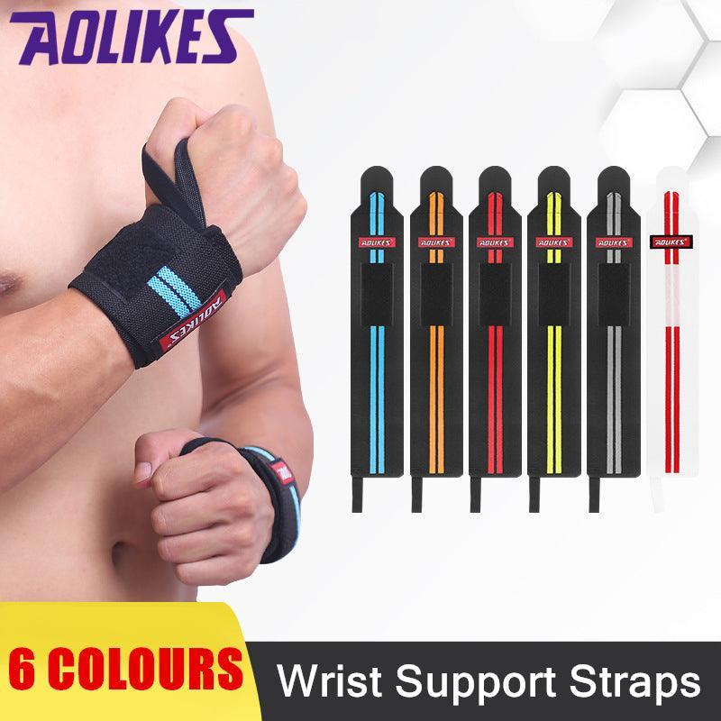 Aolikes Weight Lifting Gym Muscle Training Wrist Support Straps Wraps Hand - Black+Gray