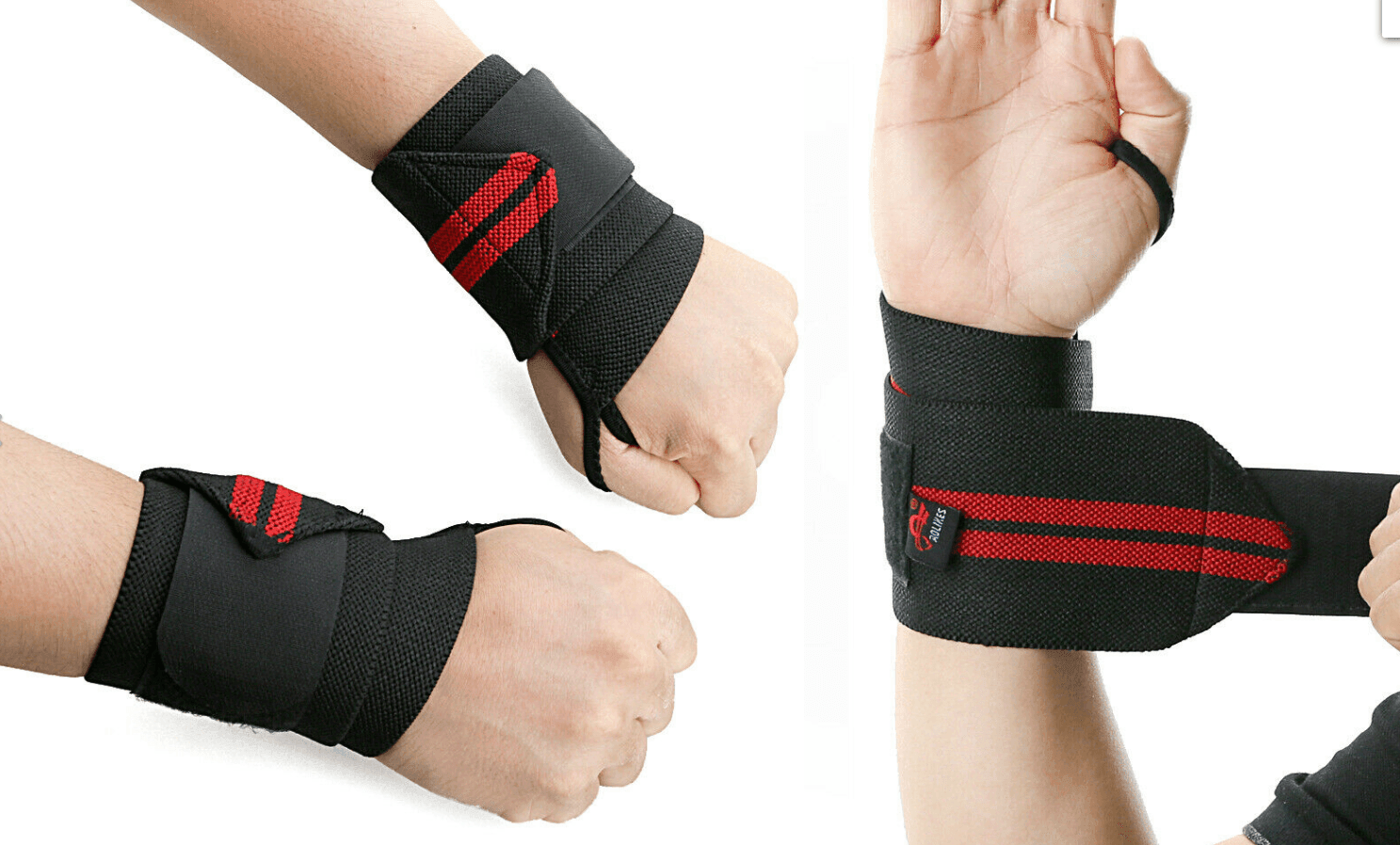 Aolikes Weight Lifting Gym Muscle Training Wrist Support Straps Wraps Hand - White+Red 5
