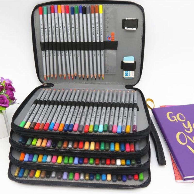 168 Slots Large Capacity Pencil Case Foldable Pen Bag Make Up Storage Organizer - Rose Red 4